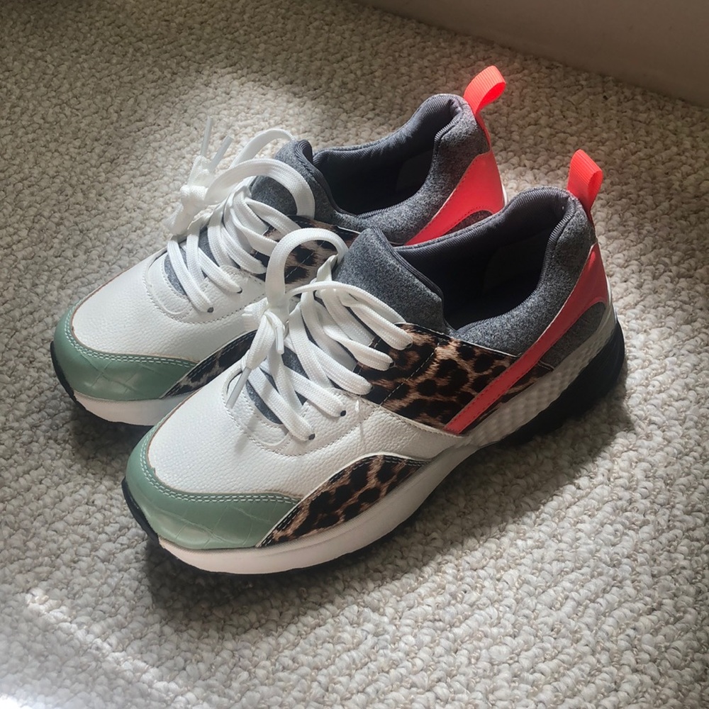 cheetah multicolored fashion tennis shoes/sneakers